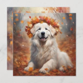 Herfst - Grote Pyreneeën Gelukkige Puppy 2 Feestdagenkaart (Voorkant / Achterkant)