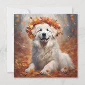 Herfst - Grote Pyreneeën Gelukkige Puppy 2 Feestdagenkaart (Voorkant)