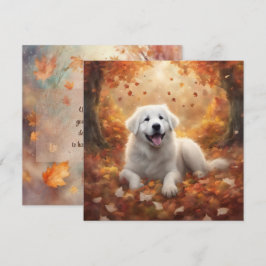 Herfst - Grote Pyreneeën Gelukkige Puppy Feestdagenkaart