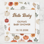 Herfst Hallo Baby Baby shower Pompoen Wijn Etiket (Enkel label)