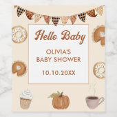 Herfst Hallo Baby Baby shower Pompoen Wijn Etiket (Enkel label)