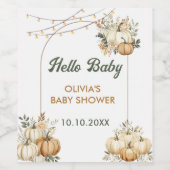 Herfst Hallo Baby Baby shower Pompoen Wijn Etiket (Enkel label)