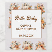 Herfst Hallo Baby Baby shower Pompoen Wijn Etiket (Enkel label)
