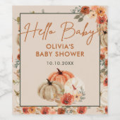 Herfst Hallo Baby Baby shower Pompoen Wijn Etiket (Enkel label)