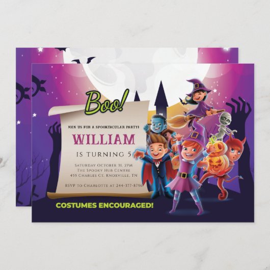 Herfst Halloween 5e verjaardagsfeestje Kaart (Voorkant / Achterkant)