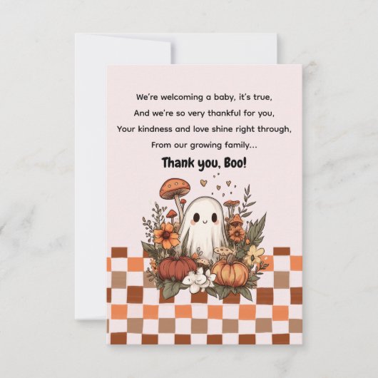 Herfst Halloween Bedankt, Boo Baby shower Bedankkaart (Voorkant)