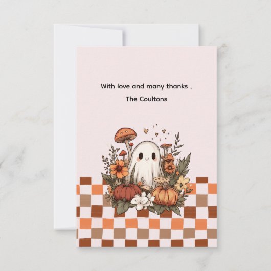 Herfst Halloween Bedankt, Boo Baby shower Bedankkaart (Achterkant)