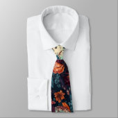Herfst Halloween Botanische Skulls & Flowers Strop Stropdas (Gebonden)