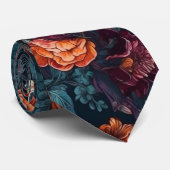 Herfst Halloween Botanische Skulls & Flowers Strop Stropdas (Opgerold)