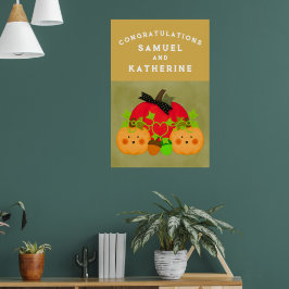 Herfst Halloween Bruidsfeest Bruiloft Gefeliciteer Poster