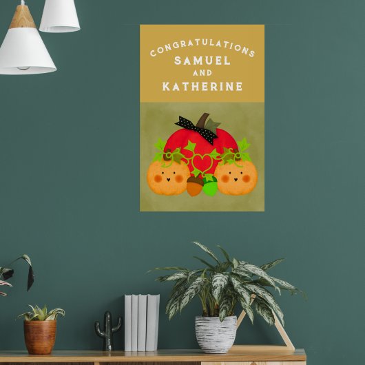 Herfst Halloween Bruidsfeest Bruiloft Gefeliciteer Poster (Woonkamer 1)
