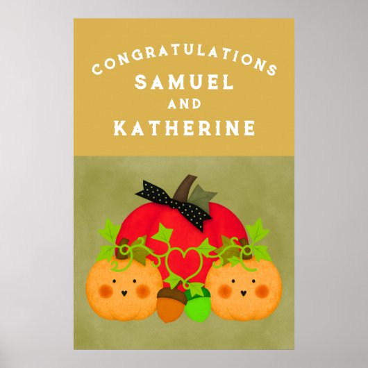 Herfst Halloween Bruidsfeest Bruiloft Gefeliciteer Poster (Voorkant)