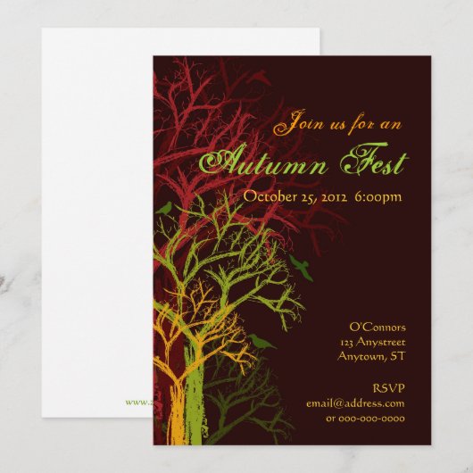 Herfst Halloween Fest Invitation Kaart (Voorkant / Achterkant)