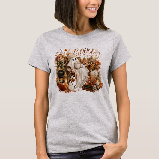 Herfst Halloween Geest Lief Boe T-shirt (Voorkant)