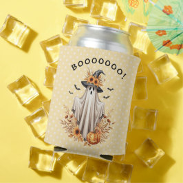 Herfst Halloween Ghost met pompoenen en zonnebloem Blikjeskoeler