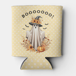 Herfst Halloween Ghost met pompoenen en zonnebloem Blikjeskoeler