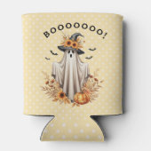 Herfst Halloween Ghost met pompoenen en zonnebloem Blikjeskoeler (Achterkant)