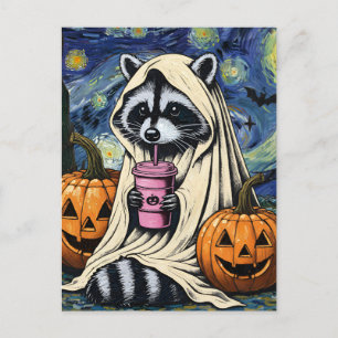 Herfst Halloween Ghost Pumpkin Raccoon Kostuum Spo Feestdagenkaart