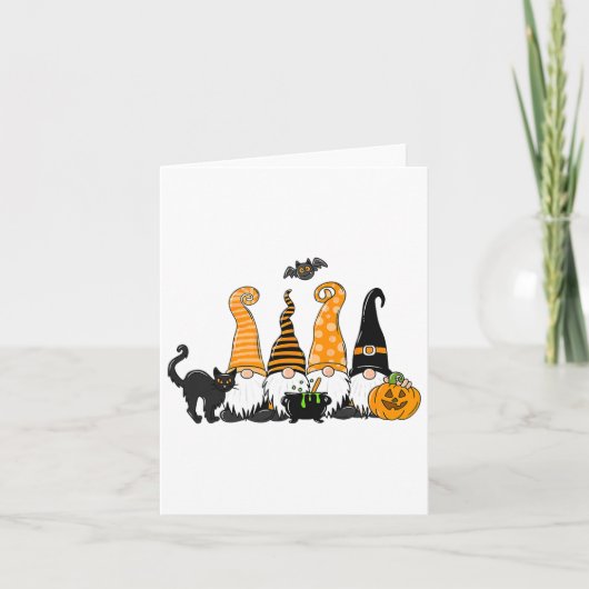 Herfst Halloween Gnomen Schattigee herfst pompoen  Kaart (Voorkant)