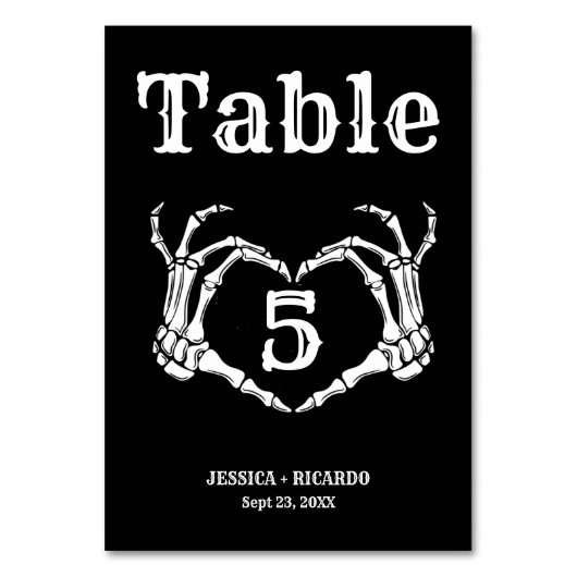 Herfst Halloween Gothic Skull Hart Hand bruiloft Kaart (Voorkant)