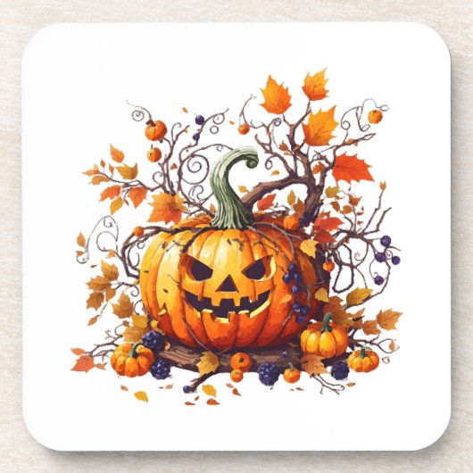 herfst Halloween grappige pompoen Bier Onderzetter (Voorkant)