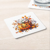 herfst Halloween grappige pompoen Kartonnen Onderzetters (Schuin)