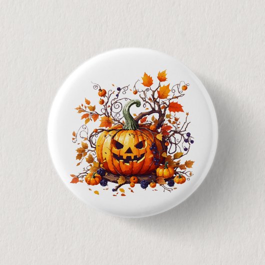 herfst Halloween grappige pompoen Ronde Button 3,2 Cm (Voorkant)