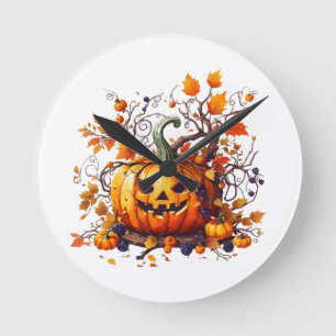 herfst Halloween grappige pompoen Ronde Klok