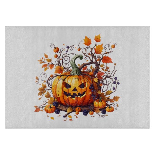 herfst Halloween grappige pompoen Snijplank (Voorkant)