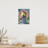 Herfst Halloween Heksenkat Kunst Posterprint Poster (Keuken)
