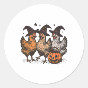 Herfst Halloween Kip Pompoen Kuiken Of Behandel Le Ronde Sticker
