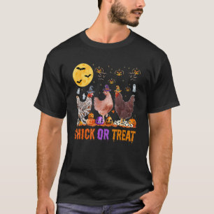 Herfst Halloween Kip Pompoen Kuiken Of Behandel Le T-shirt