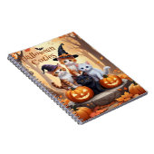 Herfst Halloween Kittens in Kostuums Pompoenen Notitieboek (Rechterzijde)