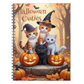 Herfst Halloween Kittens in Kostuums Pompoenen Notitieboek (Voorkant)