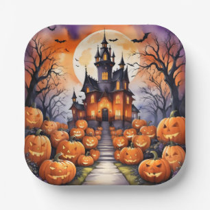 Herfst Halloween Modern Pumpkin Collectie Papieren Bordje