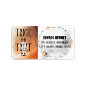 Herfst Halloween Moon Bat Ghost Etiket (Voorkant)