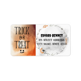 Herfst Halloween Moon Bat Ghost Etiket