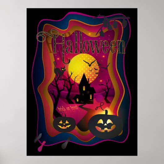 Herfst Halloween Party "trick or treat" grappig Poster (Voorkant)