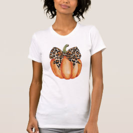 Herfst Halloween Pompoen Leopard Pattern Bow T-shirt