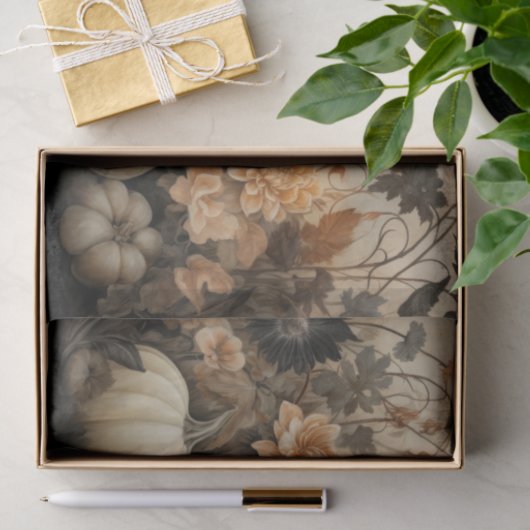 Herfst Halloween Pompoen met Bloemen Decoupage Tissuepapier (Geschenk)