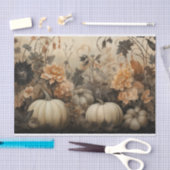 Herfst Halloween Pompoen met Bloemen Decoupage Tissuepapier (Craft)