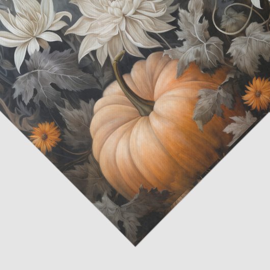 Herfst Halloween Pompoen met Bloemen Decoupage Tissuepapier (Detail)