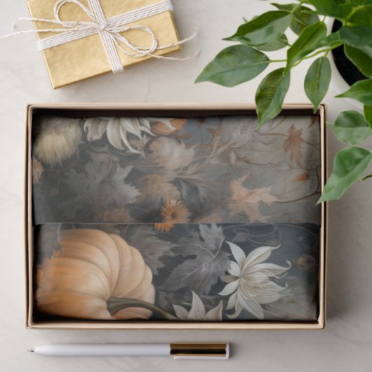 Herfst Halloween Pompoen met Bloemen Decoupage Tissuepapier (Geschenk)