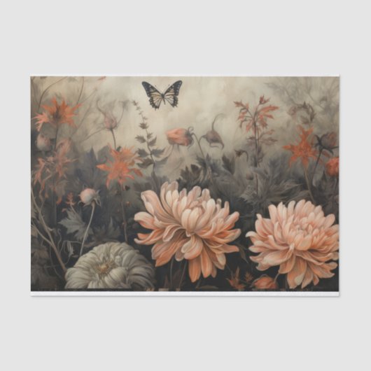 Herfst Halloween Pompoen met Bloemen Decoupage Tissuepapier (Voorkant)