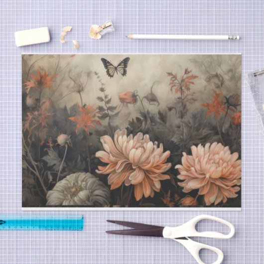 Herfst Halloween Pompoen met Bloemen Decoupage Tissuepapier (Craft)