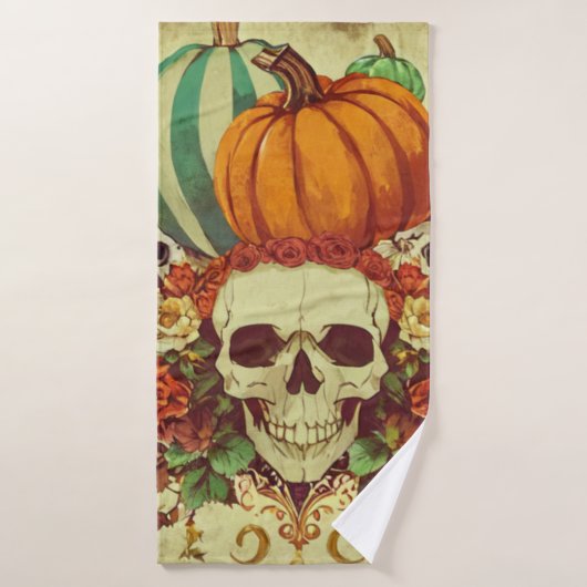 Herfst/Halloween/pompoen/skelet Badhanddoek (Badhanddoek)