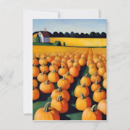herfst halloween pompoenveld feestdagenkaart