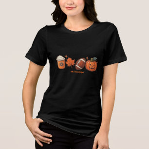 Herfst Halloween Pumpkin Latte Football Tri-Blend Shirt