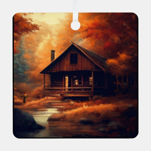 Herfst/Halloween/rustieke schildering Metalen Ornament (Voorkant)