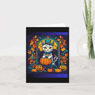 Herfst Halloween Schattigee witte en zwarte kat He Kaart